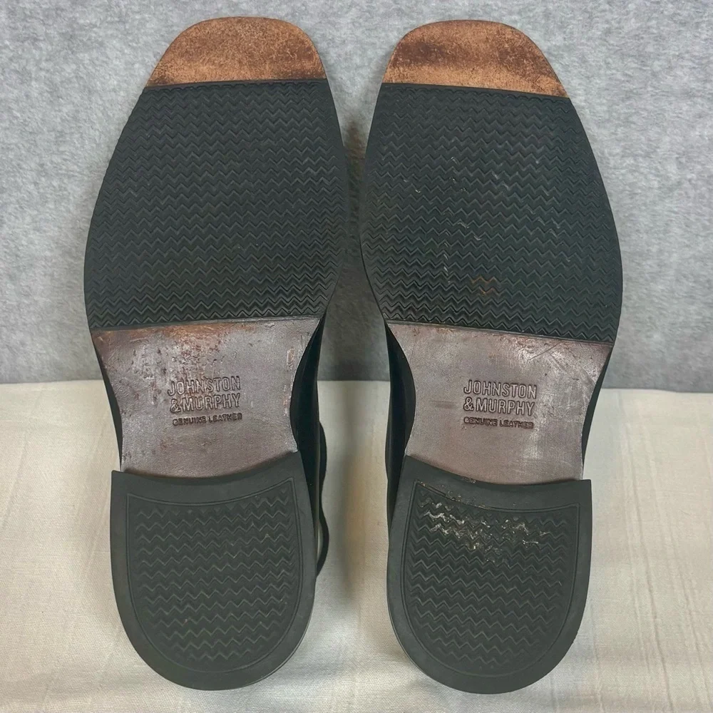Johnston & Murphy Dobson Cap-Toe Leather Oxford Shoes-Black-Men Size 10.5